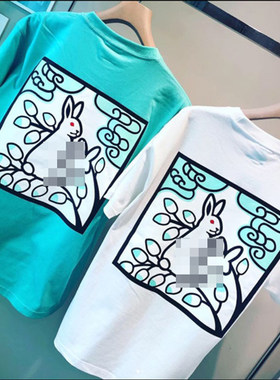 #FR2 月桃GETTO 月桃大白兔 月桃LOGO T-shirt 男女宽松短袖T恤潮