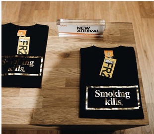 kills 镀金烫金印花 短袖 FR2 T恤潮 男女个性 Smoking shirt