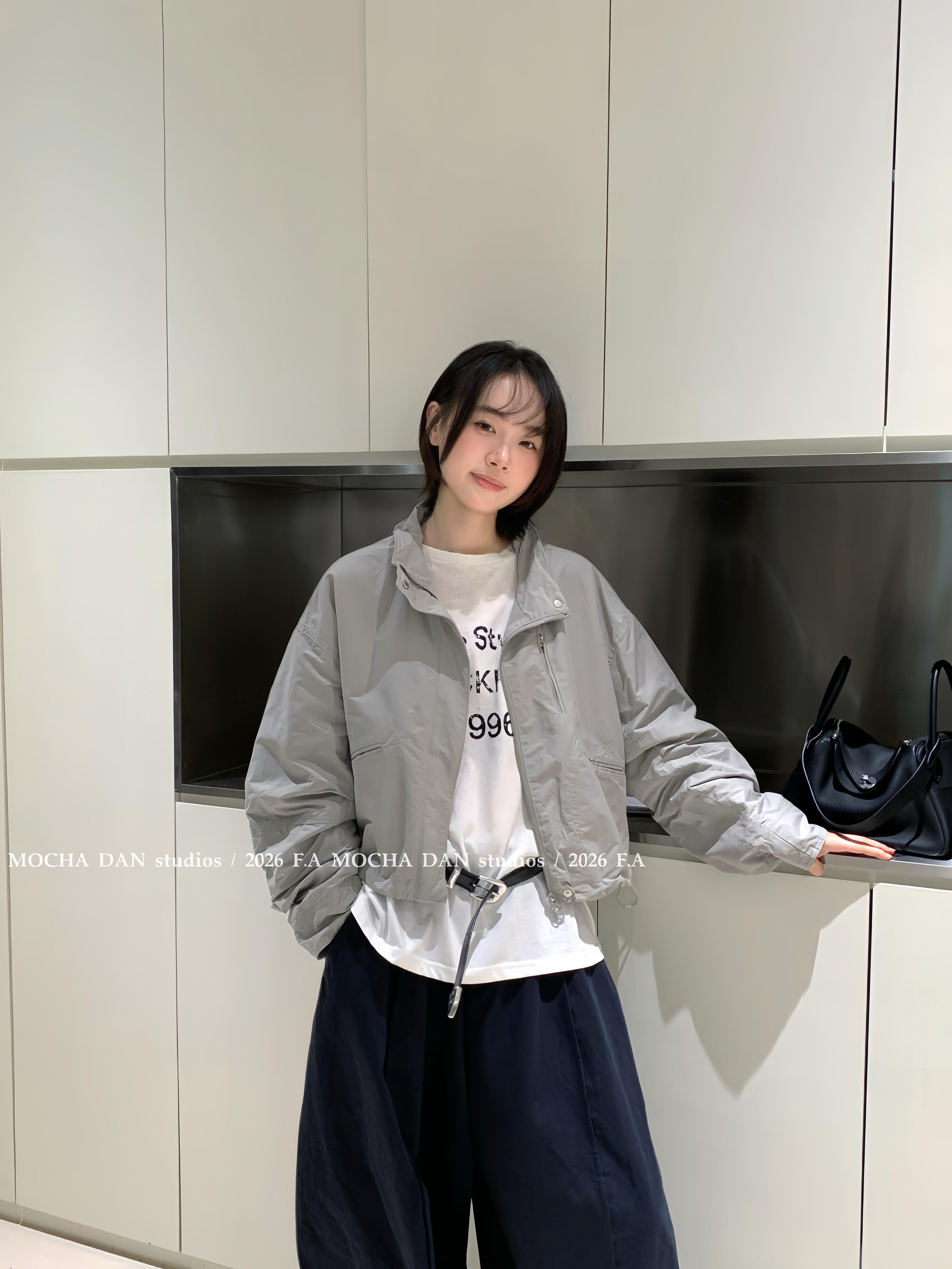 MOCHA DAN2026早秋新款时尚百搭立领短款宽松休闲工装夹克外套女图片