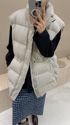 摩登mdeng宽松时尚立领羽绒马甲女2025冬中长款收腰坎肩外套95606