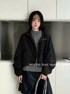 MOCHA DAN时尚百搭立领短款绵羊毛外套女休闲工装风轻薄夹克棉服