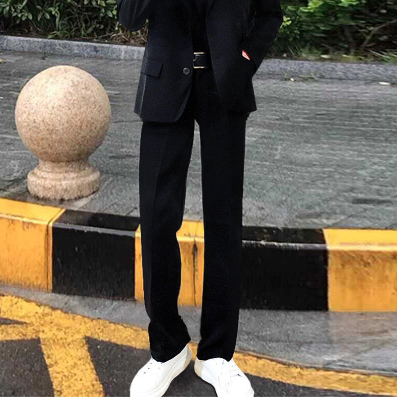 秋冬加绒西裤男直筒裤宽松休闲裤黑色西装裤高级感裤子垂感拖地裤