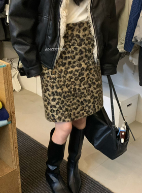 MZI STUDIO-街头时尚辣妹冬季豹纹包臀显瘦性感半身裙18325#