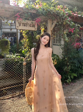 AS OFFICIAL-26年早春温柔时尚小众绣花中长背心连衣裙26167