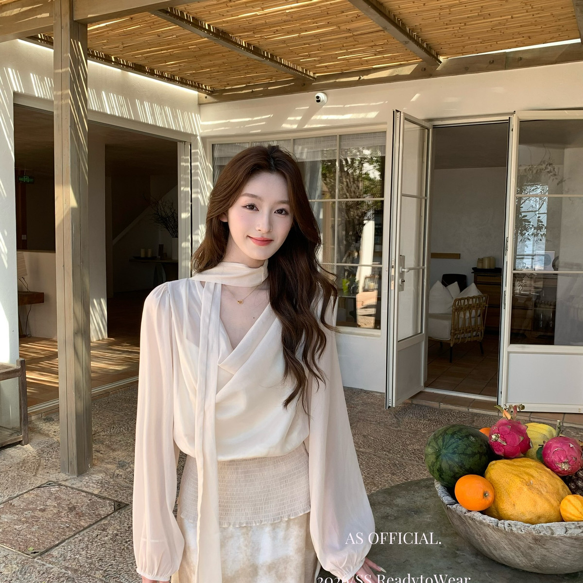 AS OFFICIAL-档口狂推美丽的加分项&middot;飘带荡领小衫(配飘带)26133