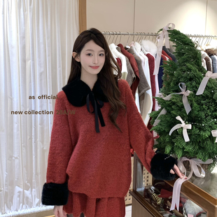 OFFICIAL 含11羊毛 暖毛衣 配可拆环保毛领 808 半身裙套装