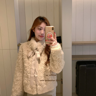 气质·蝴蝶结系带环保皮草毛毛外套短外套2603 娇养 OFFICIAL