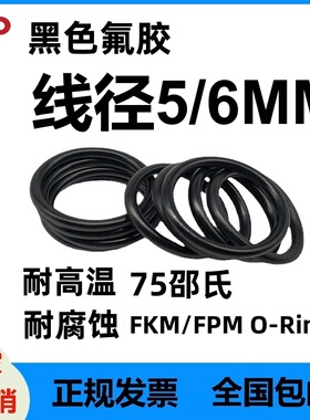 黑色氟胶O型线径5/6MM密封圈FKM/FPM耐高温耐腐蚀耐酸碱O-Ring