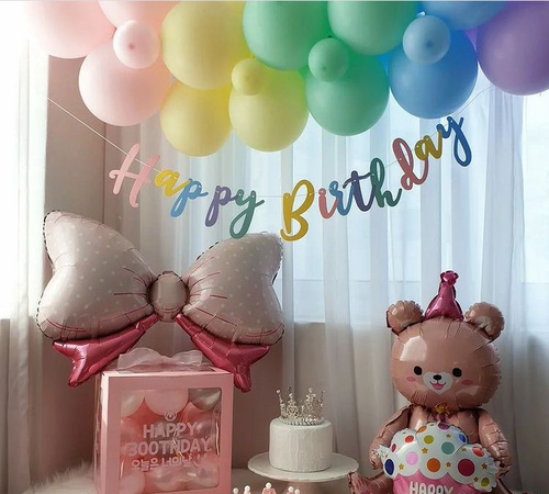ins风生日快乐拉花拍照道具