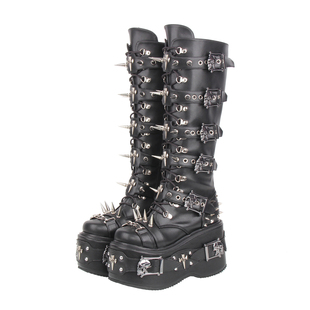 2025经典新品Lolita PUNK靴圆头重工装饰松糕厚底拉链朋克靴M312