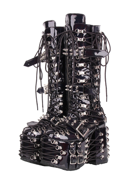 2025新品Lolita PUNK靴圆头厚底松糕底拉链系带朋克靴M313