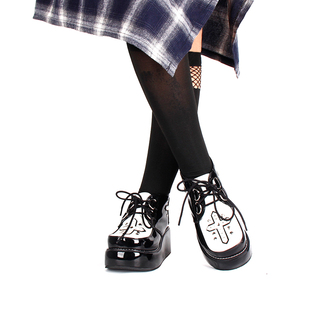 洛丽塔鞋子LOLITA朋克PUNK暗黑系超酷十字架厚底松糕鞋9702