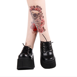 手工定制冬季新品朋克10cm高跟松糕鞋系带马蹄底PUNK朋克鞋  9618