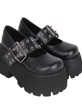 2023秋季新品大圆头Lolita鞋宽带气眼松糕女鞋C3731