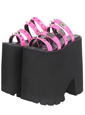 2025新品Lolita鞋 露趾朋克 铆钉超高跟松糕拖鞋L219