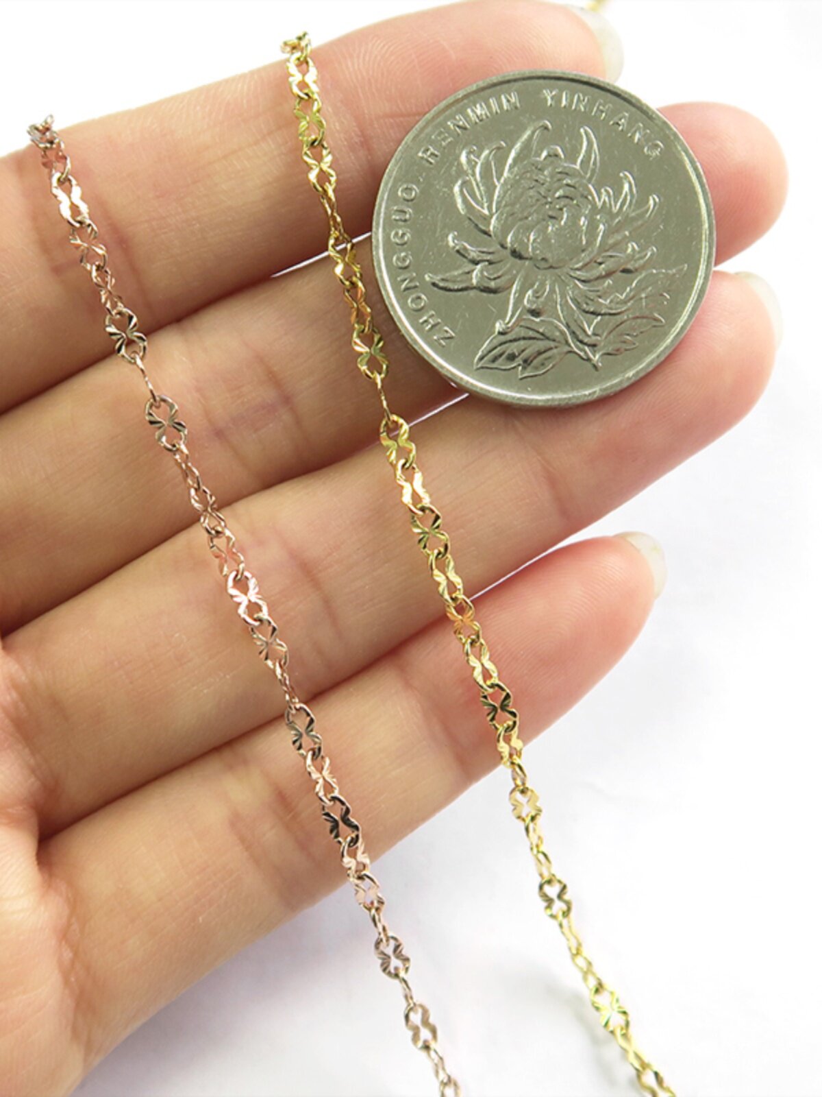 VACUUM GOLD-PLATED 8 FIGURE SUNFLOWER CHAIN DIY STAINLESS STEEL JEWELRY NECKLACE CHAIN HANDICRAFT ACCESSORIES CHAIN FACTORY DIRECT  S
