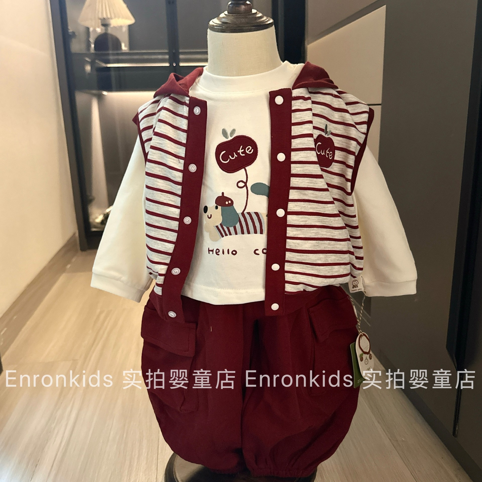 春季男童套装2026新款男宝宝卫衣马甲三件套婴幼运动休闲衣服童装