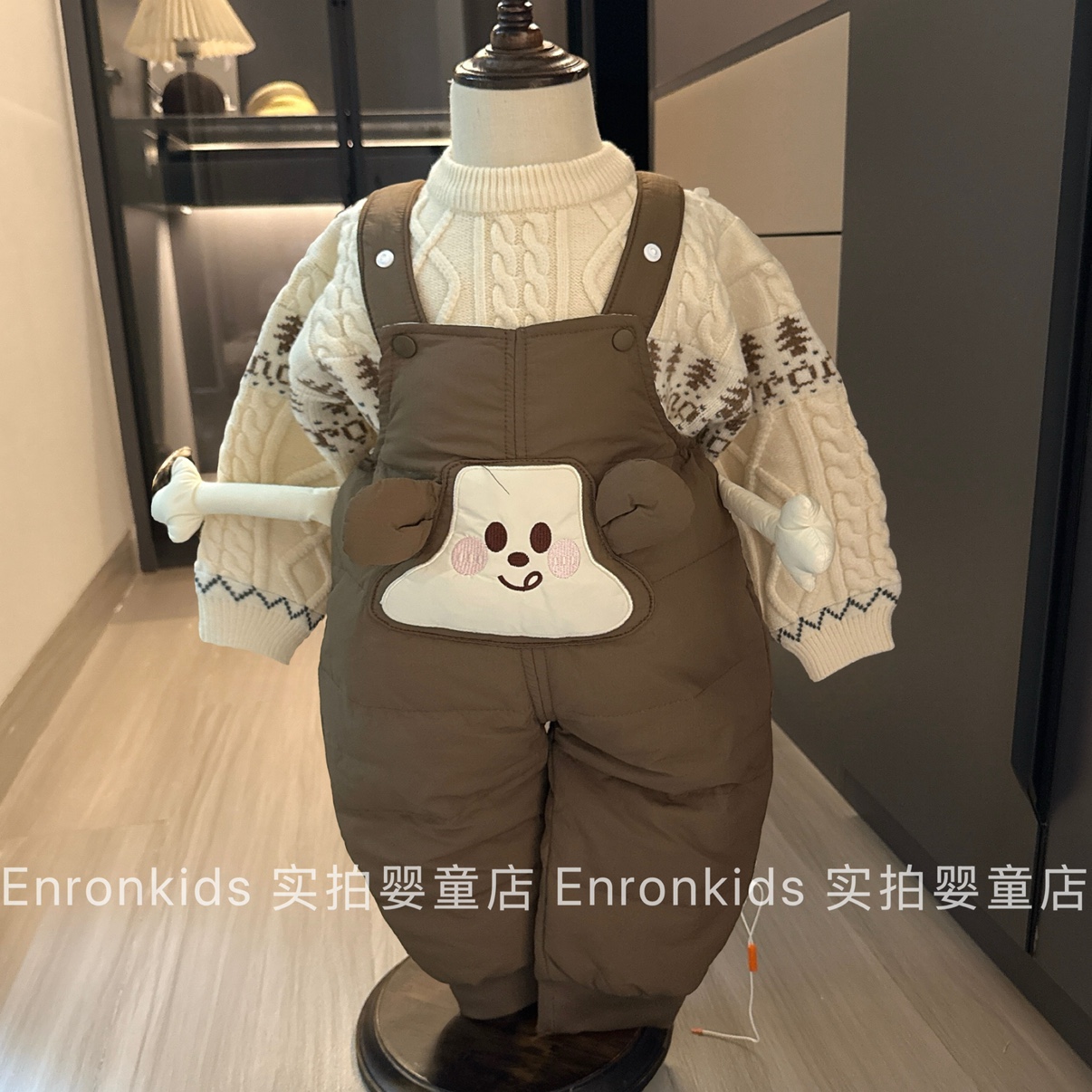 男宝宝冬季超萌可爱羽绒连体哈衣