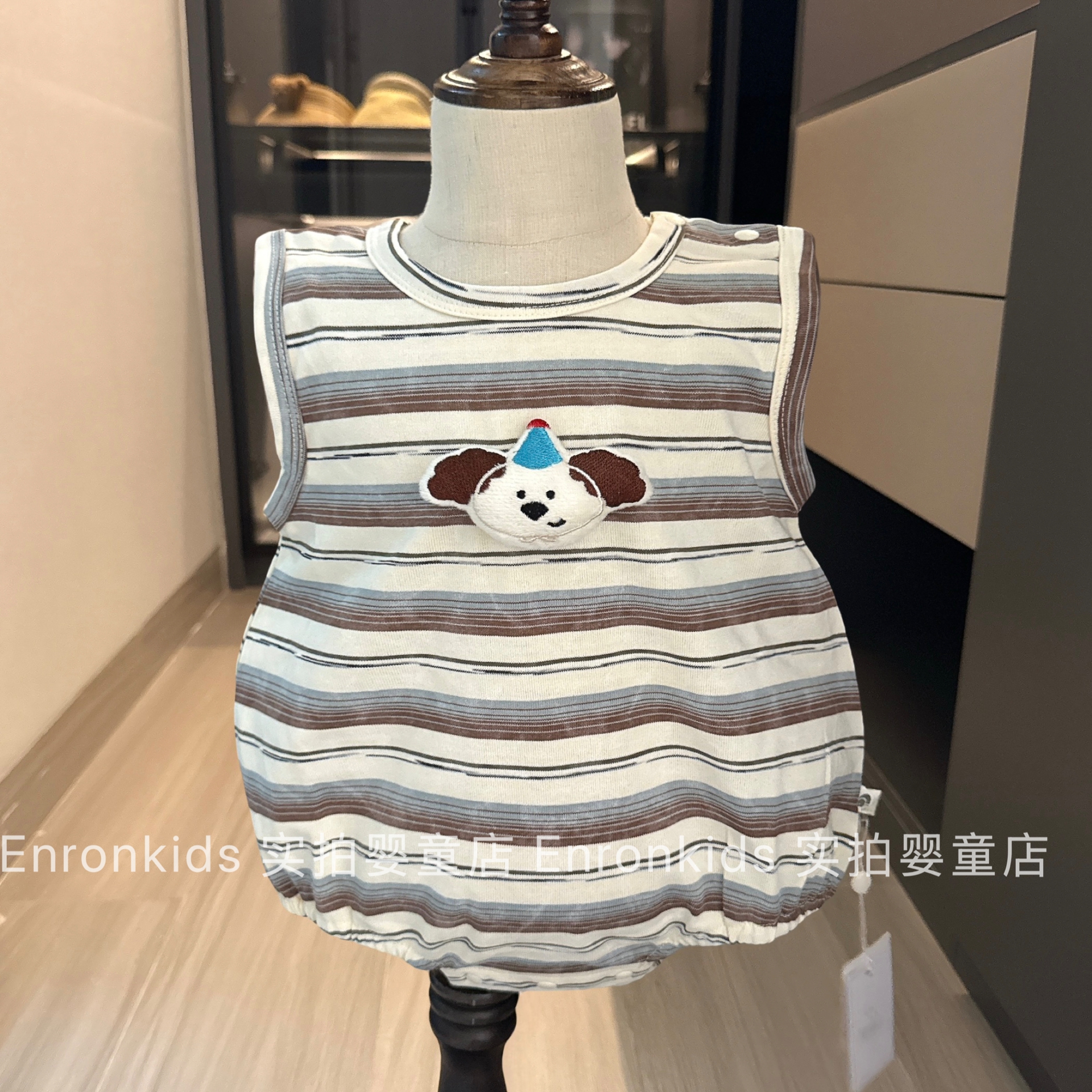 新生儿夏季条纹背心包屁哈衣爬服