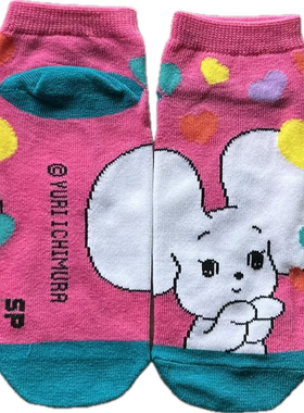 38包邮出口日本原单yuri ichimura插画小老鼠全棉船袜浅口短袜