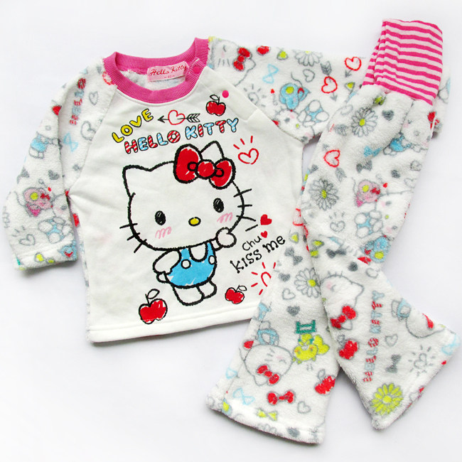 日单Sanrio/三丽鸥系列HelloKitty儿童保暖睡衣小童护脐套装