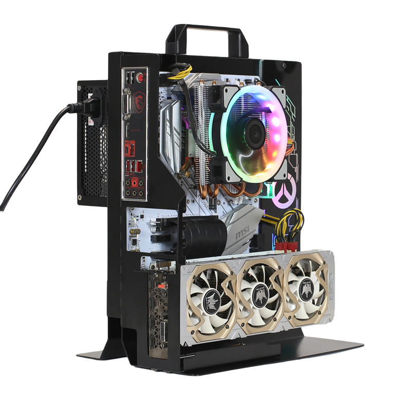 电脑开放式机箱水冷diy游戏定制matx个性atx大板骨架全透明侧透