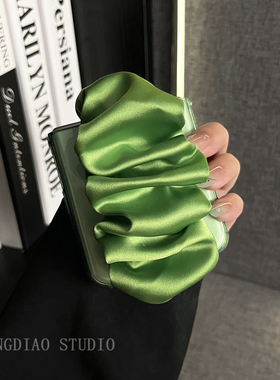 轻调 小清新透边绿色褶皱丝巾手腕带适用于小米MIX Flip2手机壳全包新款MIX限量版flip折叠屏翻盖防摔保护套