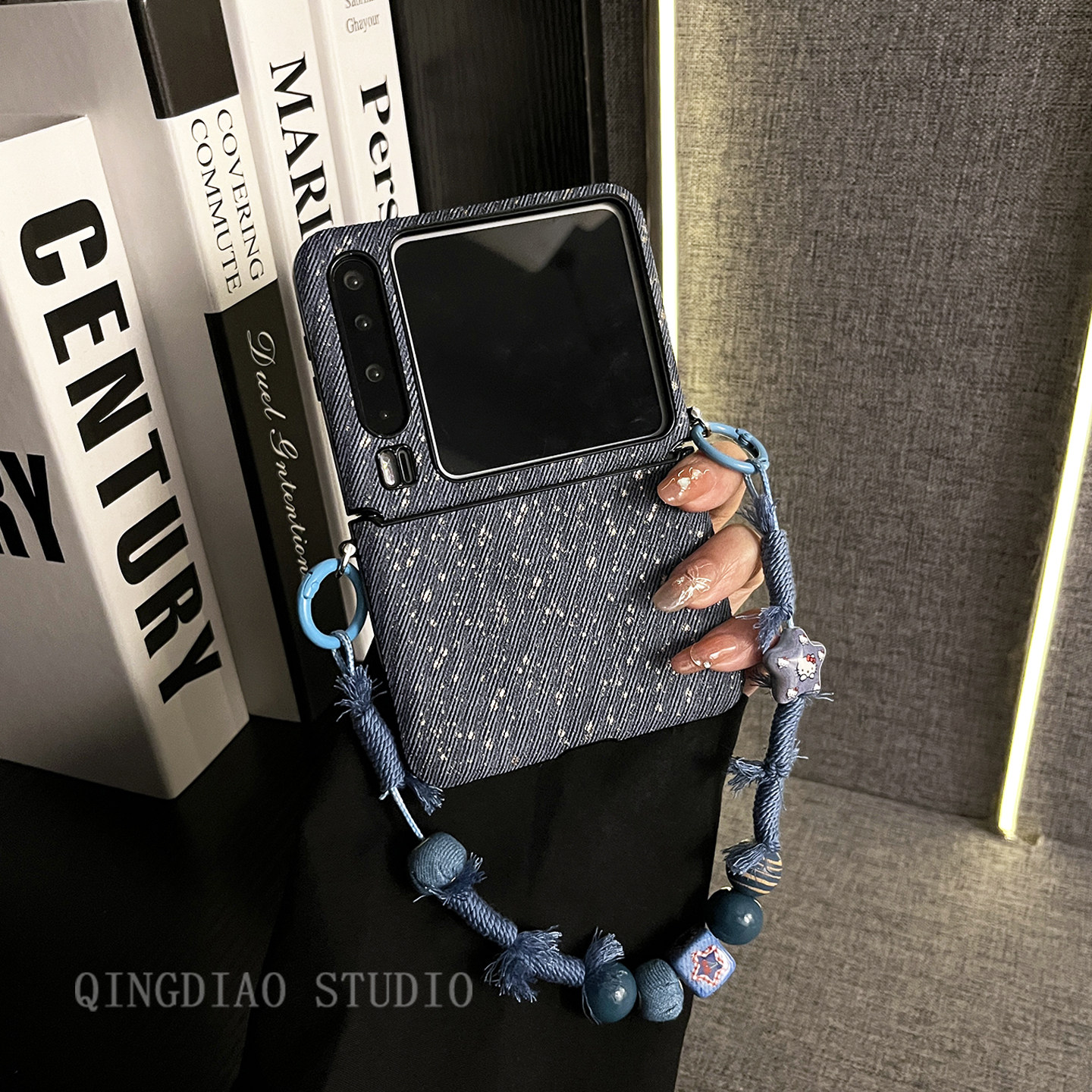 轻调 清新艺术蓝泼墨牛仔海星手链适用于华为Pura X手机壳全包新款purax典藏版折叠屏p50宝盒翻盖防摔保护套,3C数码配件,手机保护套/壳,淘宝优惠券,粉丝福利购,淘宝优惠卷