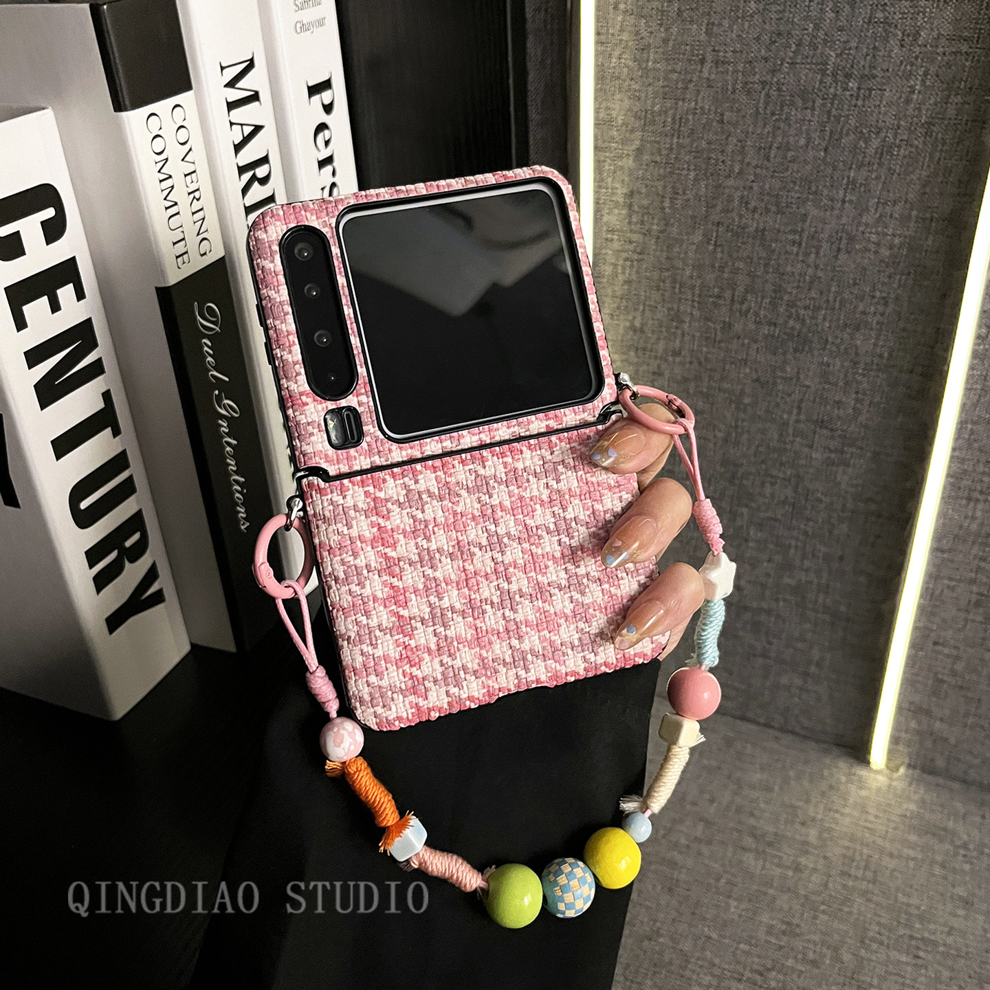 轻调 韩系少女粉编织千鸟格海星手链适用华为Pura X手机壳全包新款purax典藏版折叠屏p50网红翻盖防摔保护套,3C数码配件,手机保护套/壳,淘宝优惠券,粉丝福利购,淘宝优惠卷