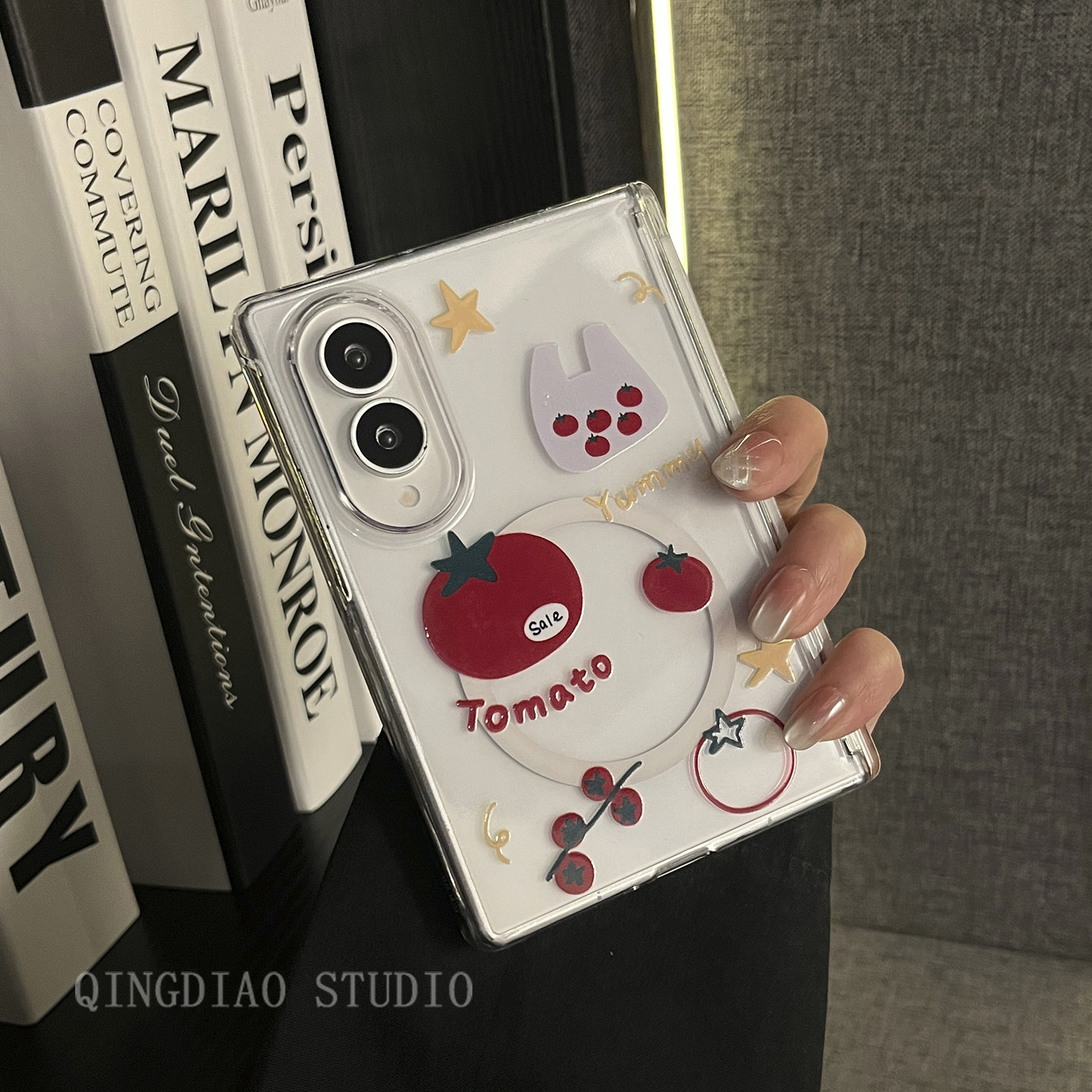 轻调 ins日韩透明西红柿袋子磁吸圈适用三星zfold8Ultra/7/6/W26/W25手机壳新款折叠屏翻盖防摔保护套创意女