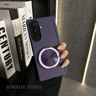 24手机壳新款 轻调 Galaxy Z W25 折叠屏翻盖防摔保护套 轻奢纯色暗紫肤感360度旋转支架适用于三星zfold7