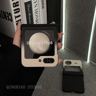 Flip2韩国翻盖保护套个性 ins高级感肤感渐变黑适用三星zflip7 全包折叠屏小众网红小米MIX 5手机壳新款 男女