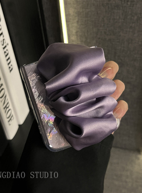 轻调 ins温柔紫色锡纸褶皱丝巾腕带适用于华为Nova Fip S手机壳全包新款HUAWEI折叠屏NovaFlip翻盖防摔保护套