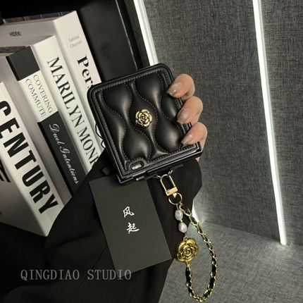 奢华水波纹山茶花手提链适用于荣耀MagicVFlip 2手机壳全包新款magic折叠屏vflip限量版商务网红翻盖保护套女