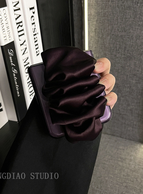 轻调 优雅风透边暗紫褶皱丝巾手腕带适用于小米MIX Flip2手机壳全包新款MIX限量版flip折叠屏翻盖防摔保护套