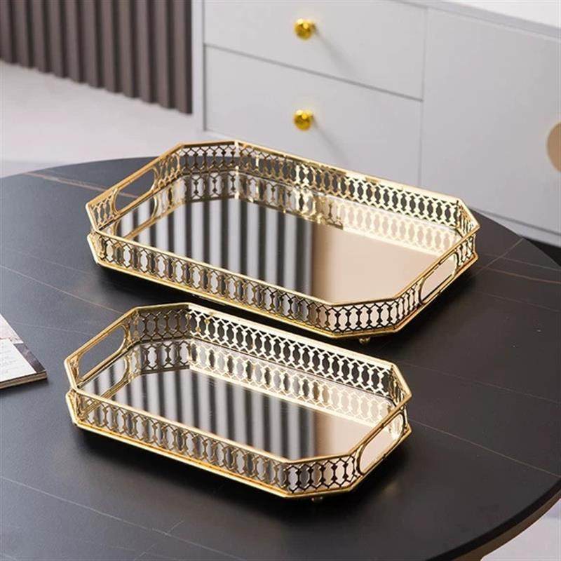 镜面玻璃托盘长方形茶盘轻奢水杯杯子水果托盘家用客厅放茶杯商用,家居饰品,香薰托盘,淘宝优惠券,粉丝福利购,淘宝优惠卷