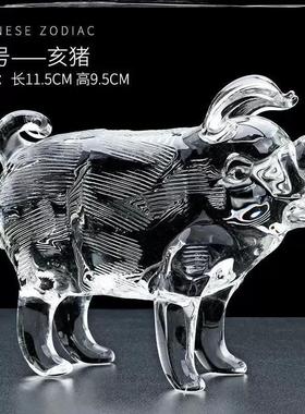 水晶十二12生肖鼠牛虎兔龙马羊猴鸡狗猪属相玻璃摆件工艺品