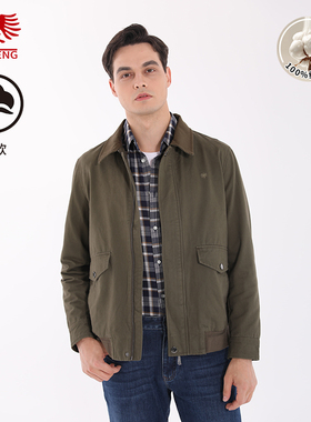 [商场同款]威鹏翻领夹克25秋季新款纯棉军绿色稳重休闲外套C53073