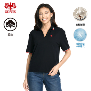 商场同款 女美式 威鹏polo衫 J22110 V领夏季 纯棉液氨宽松百搭T恤衫