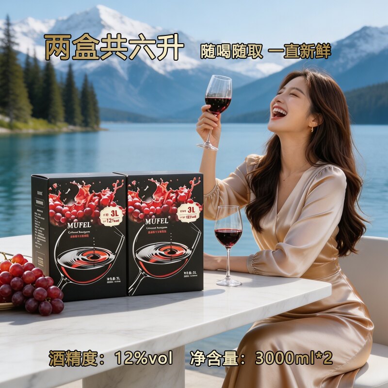 暮啡儿3L澳洲原酒进口盒中袋赤霞珠干红葡萄酒12度发酵不甜型果酒
