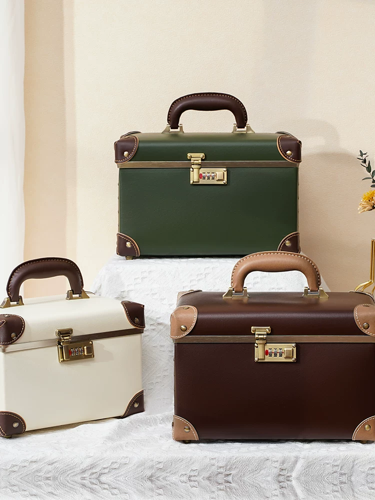 Capacious retro handheld suitcase, storage box for traveling, new collection, internet celebrity