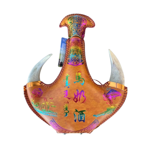 彩色高端马奶酒48&deg;500ml内蒙特产皮囊酒壶