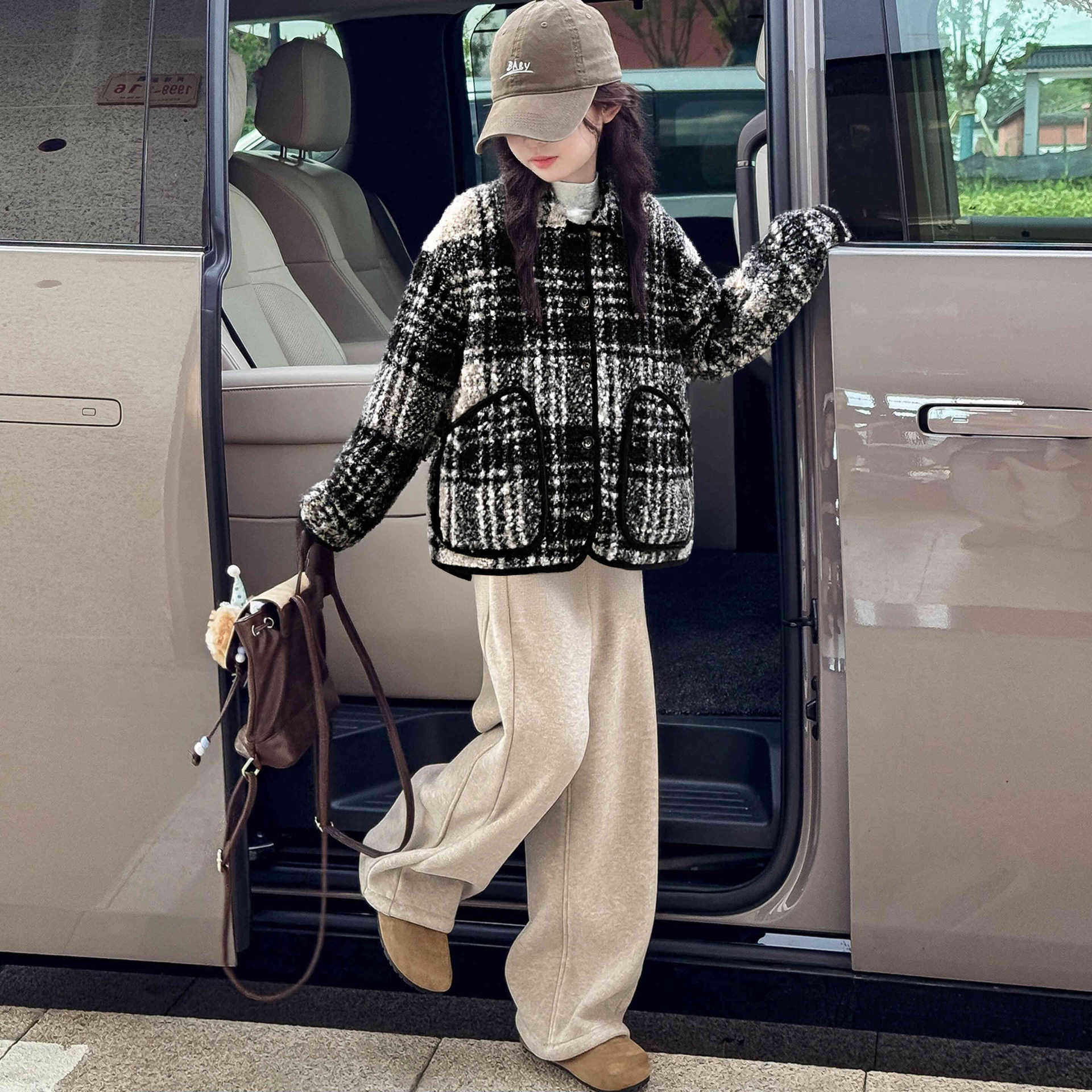 女童格子外套2025冬季大童
