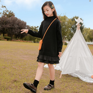 女童百搭毛衣裙中长款2025新款洋气中大儿童装时髦打底针织衫外穿