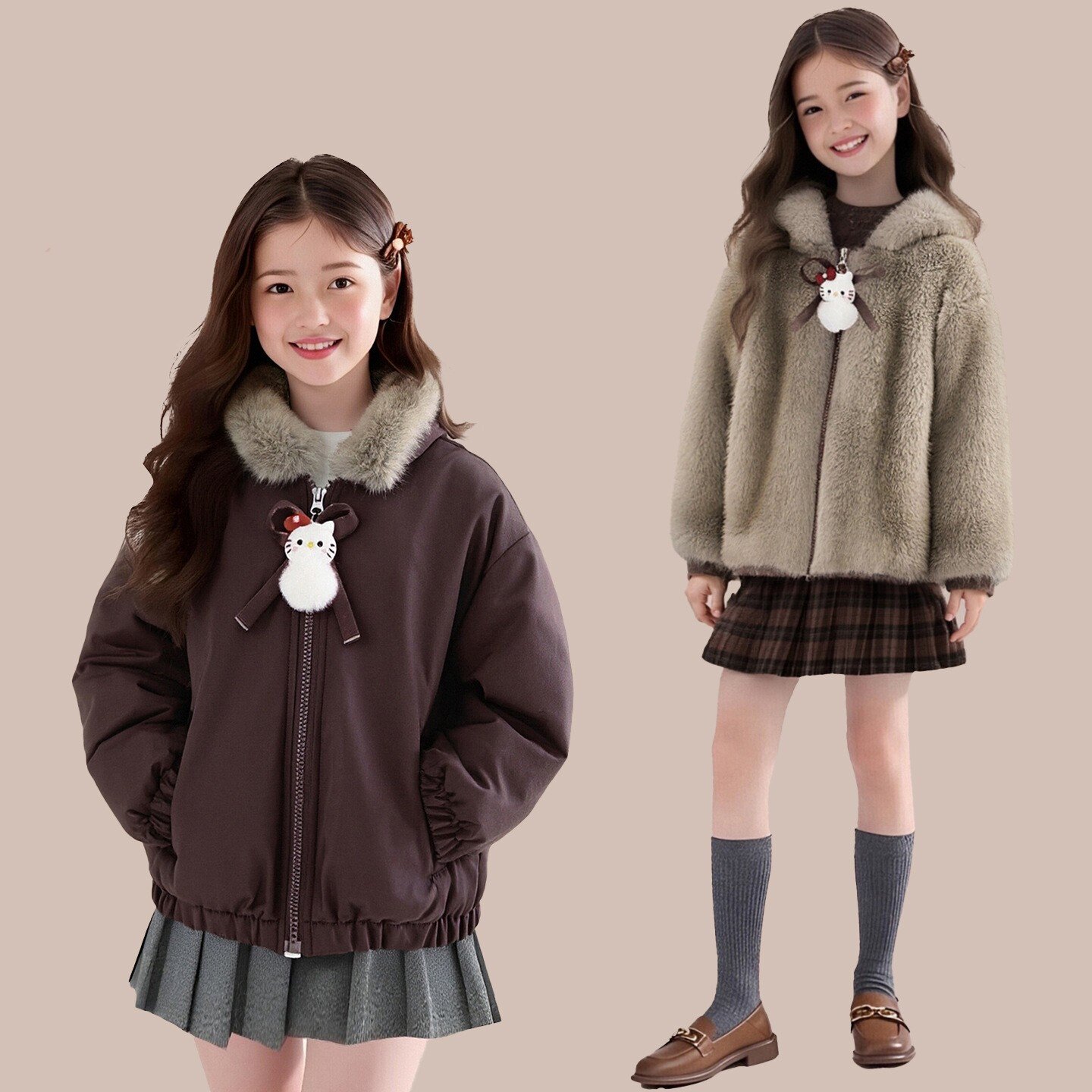 女童加绒加厚外套2025新款秋冬洋气儿童冬季女孩双面穿超好看棉服