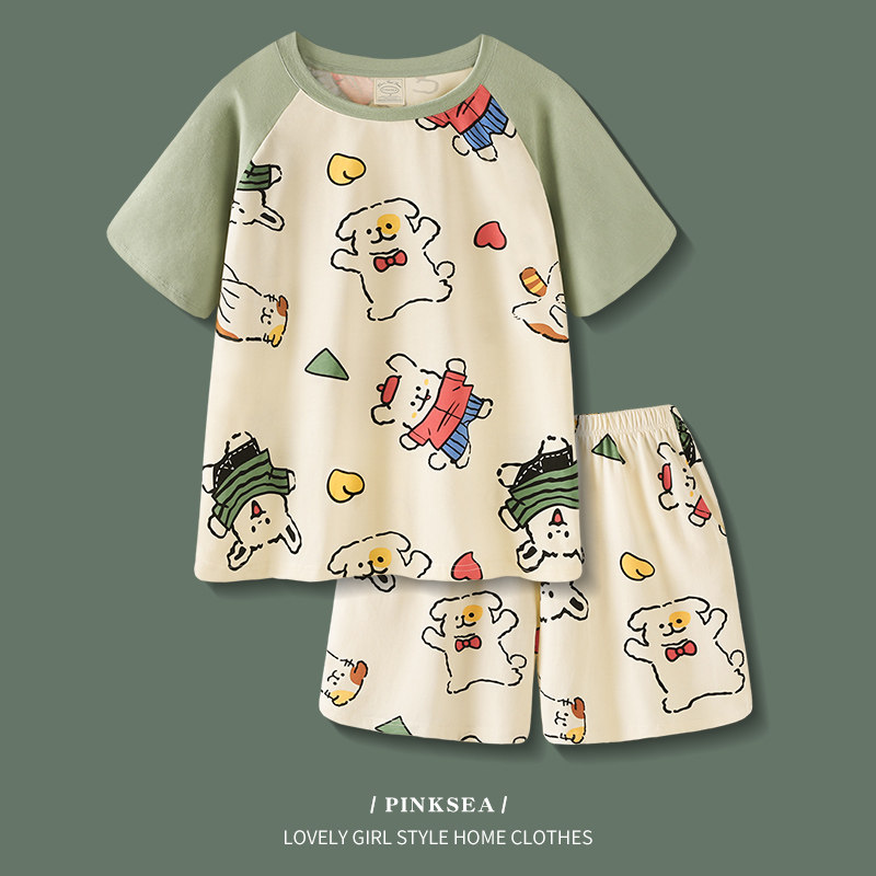 情侣睡衣夏季薄款纯棉短袖套装可爱卡通可外穿大码男女士家居服