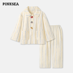 简约可外穿男士 Pinksea情侣睡衣春秋新款 套装 女款 家居服 纯棉长袖