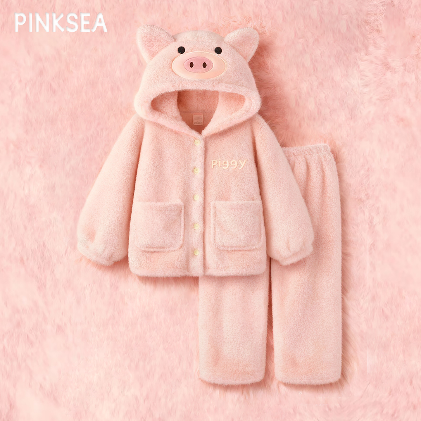 冬季睡衣加厚珊瑚绒女款家居服可爱卡通小猪套装2025新款可外穿女