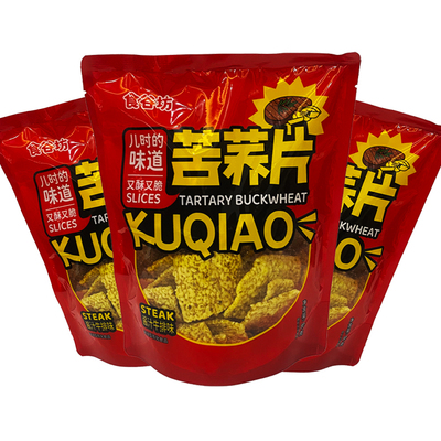 休闲零食食谷坊苦荞片80克小吃童年回忆酱汁牛排味怀旧酥脆片