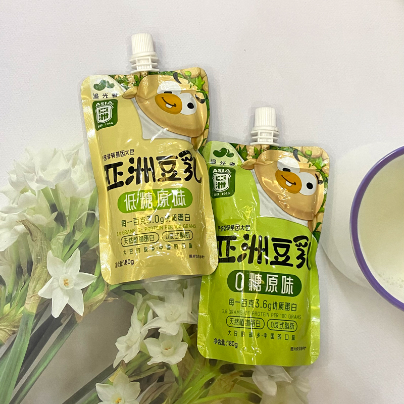 亚洲无糖低糖原味豆乳180g袋装非转基因大豆植物蛋白营养儿童豆奶 咖啡/麦片/冲饮 植物蛋白饮料/植物奶/植物酸奶 原图主图